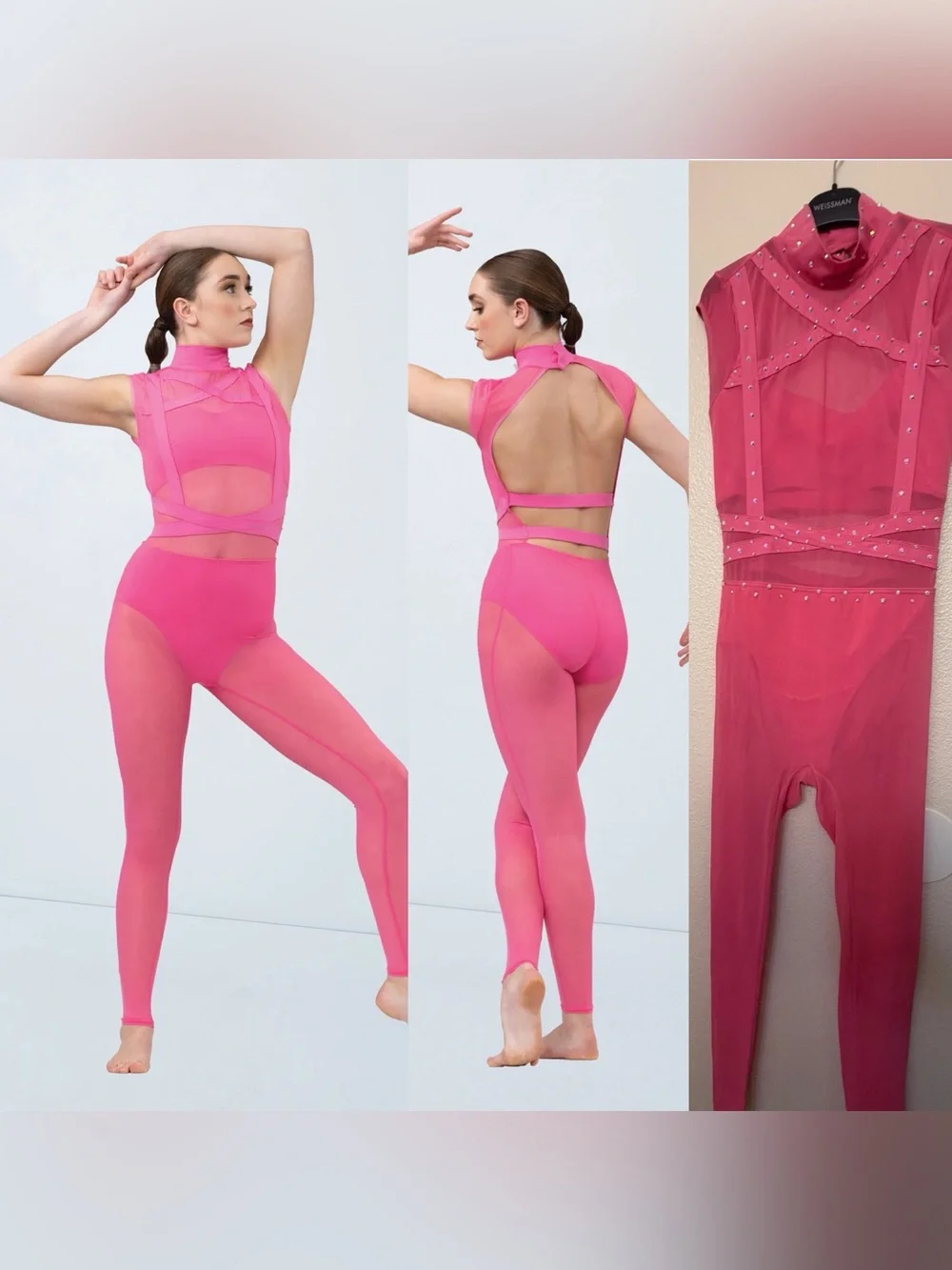 WEISSMAN Elite Dance Costume solo unitard hot pink CHILDHOOD DREAM MT11571 MA